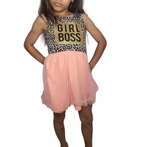 'GIRL BOSS' Pink Leopard Tutu Girls Dress